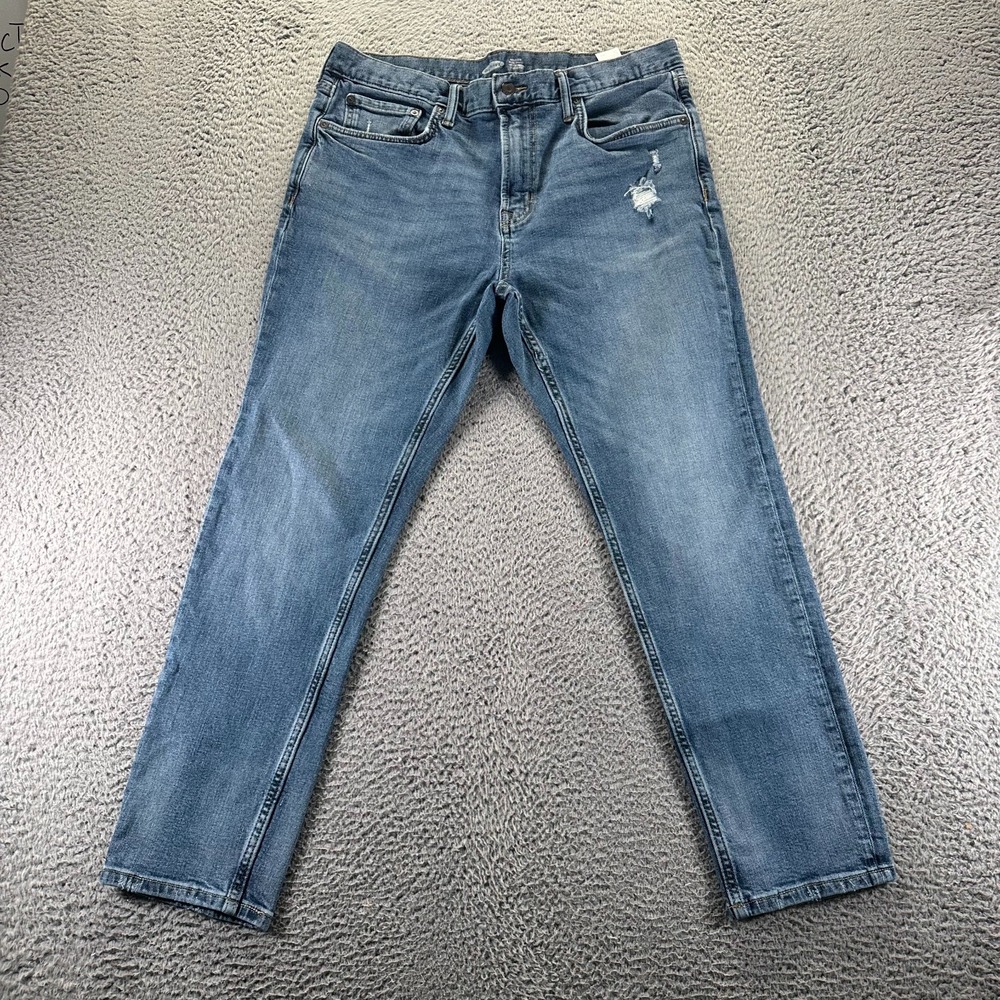 Old Navy Built-In-Flex Jeans Mens 34x29 Blue Cotton Tapered Leg Faded Relaxed